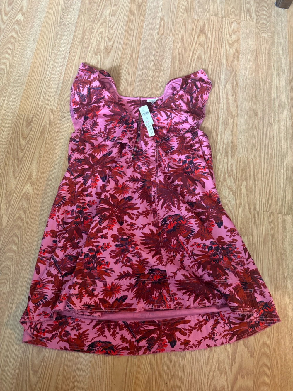 Pilcro/Anthropologie Pink and Red Floral Button-Front Dress - Picture 3 of 7